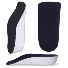 Kozzim Secret Insole, Arch Support, Athletic, Half Size, Uncrowded, U-Shaped Heel, Increases Height, Shock Absorption, Side Anti-Slip, Ultra Lightweight, Height: 0.4 inches (1 cm), 0.8 inches (2 cm), 1.2 inches (3 cm), 0.8 inches (2 cm), Black