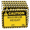 Large Caution Maximum Height Sign Stickers 4x6 inch Safety Warning
