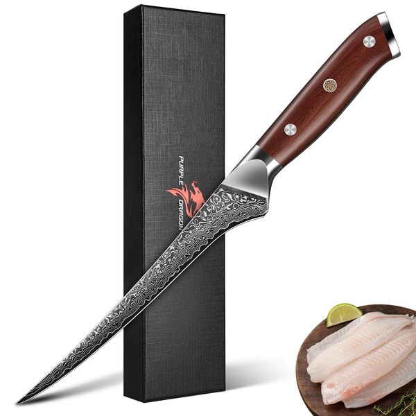 Purple Dragon Fillet Knife 7 Inch, Japanese Boning Meat Cutting