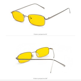 WDZAYXC Classic Rectangular Sunglasses Retro Slim Metal Frame Glasses Vintage Rectangle Candy Color Sunglasses(yellow)