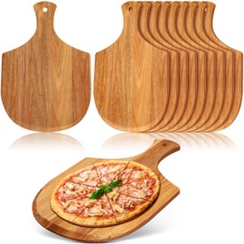 Roshtia 12 Pcs 17 x 12 Inches Wooden Pizza Peels for Making Pizza Paddle with Handle Hanging Cutting Board Spatula Paddle for Bread Cheese Kitchen(Acacia Wood)