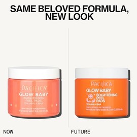 Pacifica Glow Baby 10% AHA/BHA almohadillas de pelar iluminadoras, blanco, naranja, 60.0 unidades