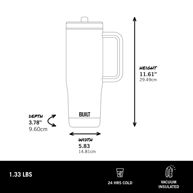 BUILT 40 Ounce Double Wall Stainless Steel Cascade Tumbler with