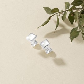 Cassini Women's Stud Earrings in Mother of Pearl, Square Earrings Made of 925 Silver, High Quality 3OAR