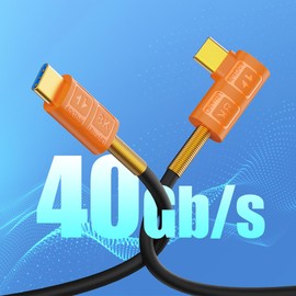 MysRuida USB 4.0 Type C Silicone Cable 2ft, 40Gbps Data, PD 240W Charging, 8K 6K@60Hz 4K@240Hz Dual 4K@60Hz, Left Right to Up Down Angle Male Port for Thunderbolt 4/3, Gaming Monitor, PC