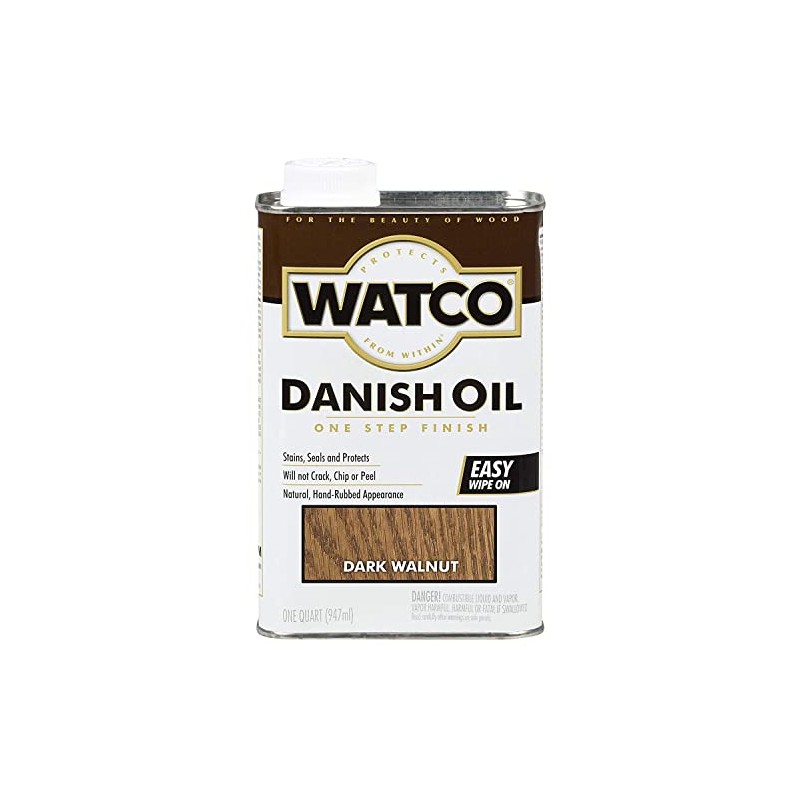 RUST-OLEUM, Quart, Dark Walnut Watco 242220 Danish Oil Wood Finish,