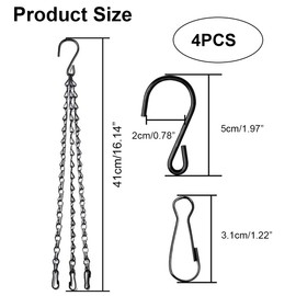 Ruayia 4 Pieces Chain Flower Pots, 3 Strand Metal Chain Hanging Basket, Chain Hanging Basket for Hanging Flower Pot, 40 cm Flower Basket Hanging Basket Chains for Bird Cages, Planters