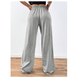 SOLY HUX Women's Y2k Sweatpants Drawstring Waist Straight Leg Gothic Grunge Pants Streetwear Grey Graphic Medium