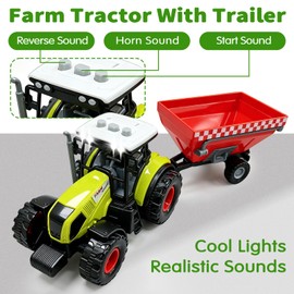 Tcvents Farm Toys Playset, Farm Tractor Animal Toys for Kids Toddlers 3 4-8