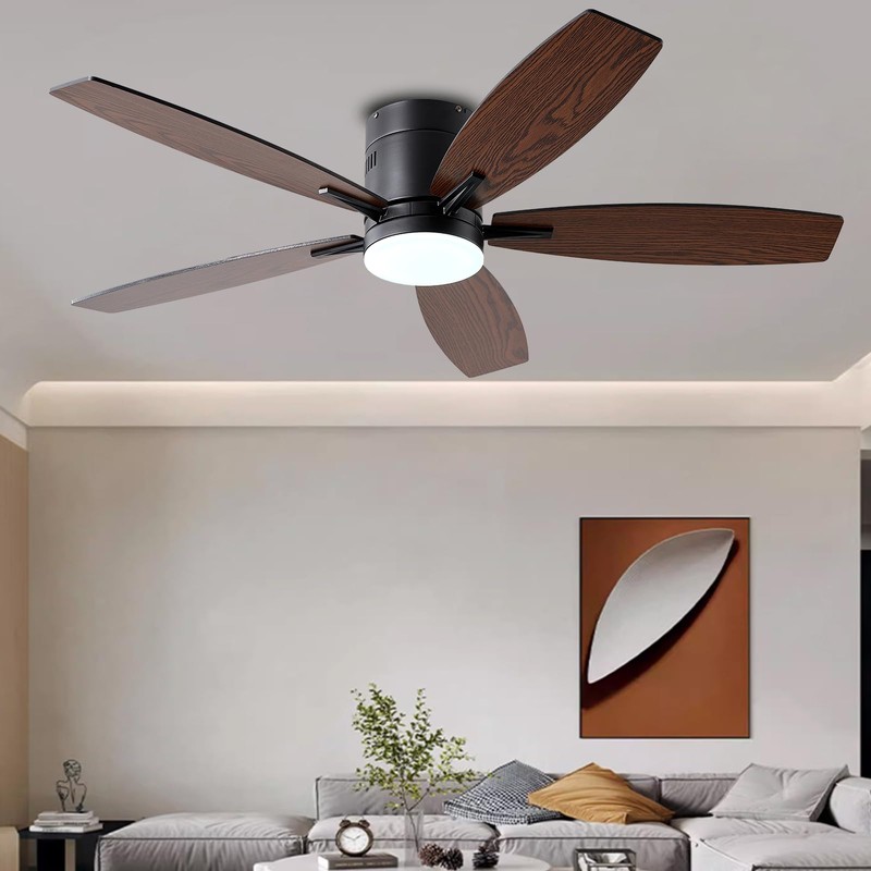 Ayaoty Ceiling Fans with Lights, 52" Low Profile Indoor Ceiling