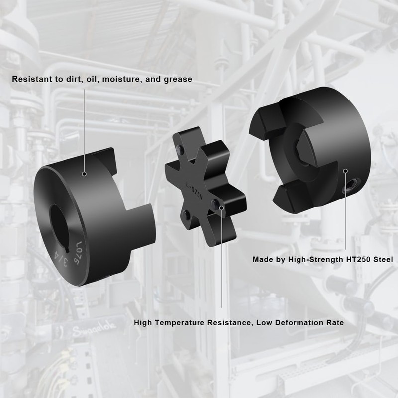 1/2" to 3/4" L075 Flexible 3-Piece L-Jaw Coupling Coupler Set