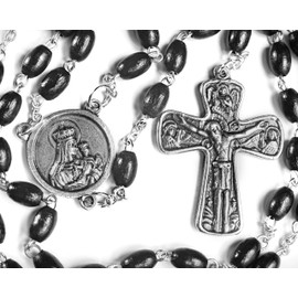 Stella Maris Scapular Medal Rosary with Traditional Spanish Cross and Wooden Beads | Handmade in Spain | Catholic Rosary for Men and Women | U.S. Catholic-Owned Business