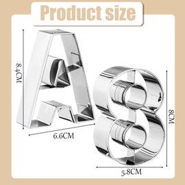FillTouch 35 Pcs 3 Inch Large Size Alphabet & Number Sandwich Cookie Cutters Sets Funny Metal Baking Tool Stainless Steel Letters Biscuits Mold Home Party Supplies