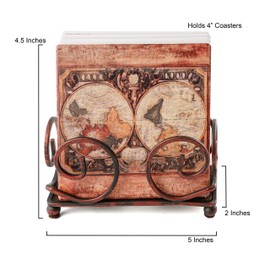 Thirstystone Ocasiones gres Posavasos con Soporte, Incluye Mapa del Viejo Mundo