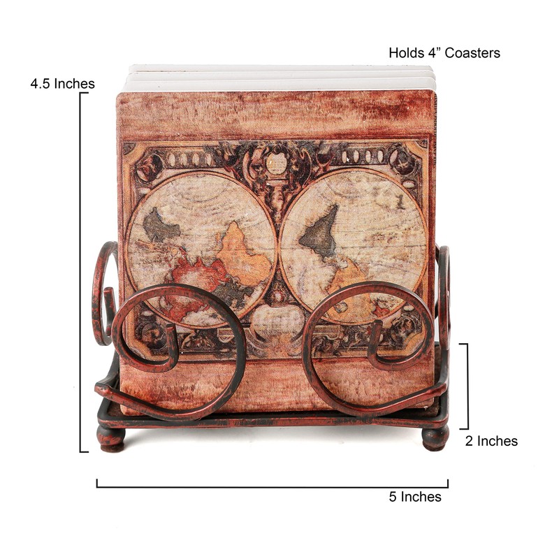 Thirstystone Ocasiones gres Posavasos con Soporte, Incluye Mapa del Viejo