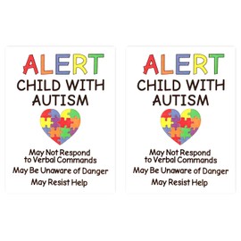 Autism Alert Decals (2-Pack) - 3x4 Emergency Safety Stickers for Children with Autism - Car, Window, Door Signs