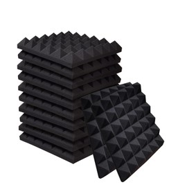 Acoustic Foam Panels - Pack of 12, 12 x 12 x 2 Inches Pyramid Design, High-Density and Fire Resistant Soundproofing Panels for Maximum Noise Reduction