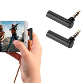 Ciglow Adaptador de Audio de 3.5 mm, Adaptador de Audio Macho a Hembra en ángulo Recto de 90 Grados para teléfonos móviles, tabletas, computadoras portátiles (2PCS)