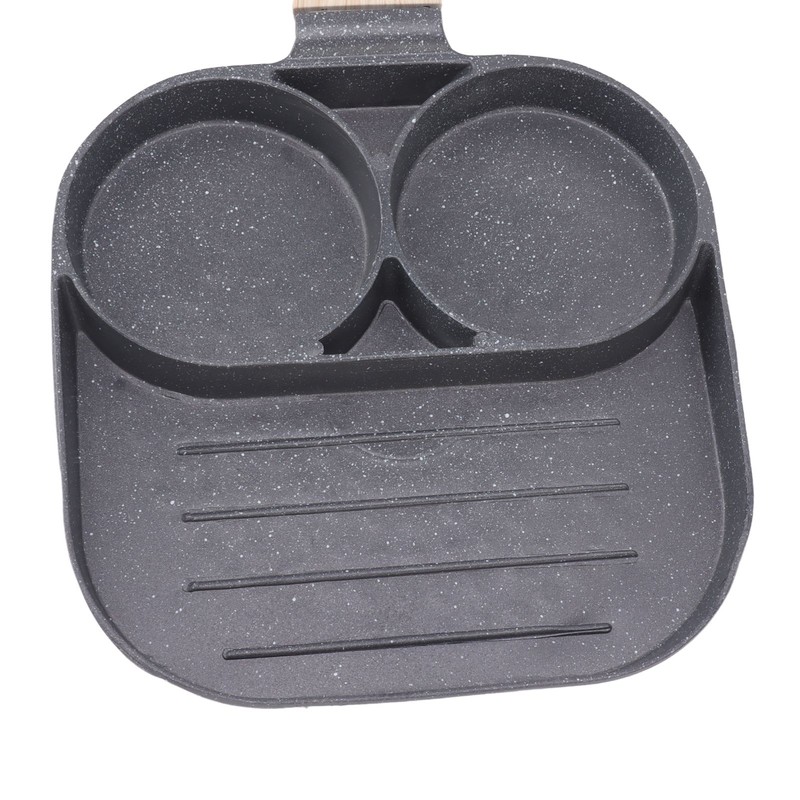 Egg Frying Pan 2 Round Cup 3 Section Stick Proof