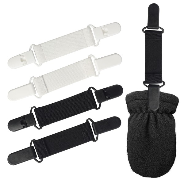 4 PCS Anti Lost Mitten Clips for Kids, Elastic Straps