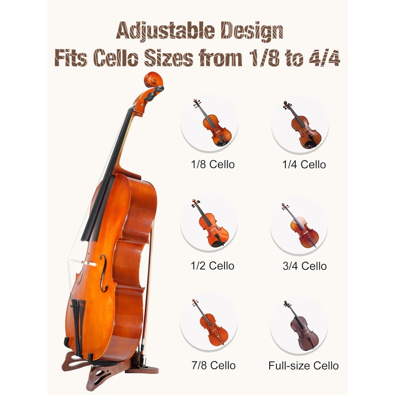 Musbeat Cello Stand with Bow Holder, Butterfly-Shape Floor Stand with