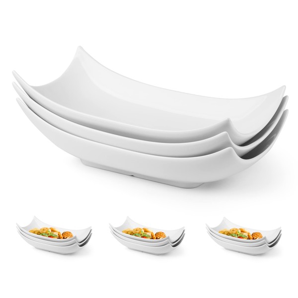 LAUCHUH Decorative Bowl Serving Platter White Serving Dishes Decorative Centerpiece Deep Serving Bowl Serving Dishes and Platters 12-Inch Set of 3