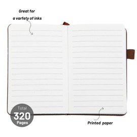 BIYUNRO Small Pocket Notebook, Leather Journal Mini (Wood) - 2 Pack 3.7" x 5.7" Notepad Notebooks for Work, School & Travel