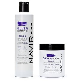 NAVIR Silver Professional Silver Care for Blonde, Blonde, Highlighted, White and Grey Hair, Silver Shampoo 300 ml + Silver Mask 250 ml