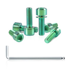 SPEEDWOX 6pcs Bicycle Stem Screw with Washers Set Titanium Alloy Bike Allen Hex Tapered Bolts Screw for MTB Road Bike Stem Parts,M6 x 18mm Green