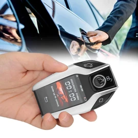 Car Smart Key, LCD Touch Screen Remote Control Key, Keyless Entry, Anti Lost for One Button Start Car (Silver)