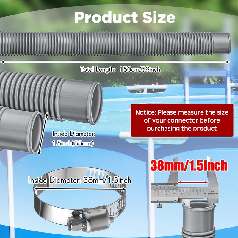 Saintrygo 2 Pack Thickened Pool Hose for Above Ground Pools