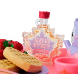 American Girl WellieWishers Breakfast in Bed Tray for 14.5" Dolls with a Hand Folding Tray, Purple teapot, Crown Teacup, Saucer,Plate, and 2 Heart-Shaped Waffles, Ages 4+