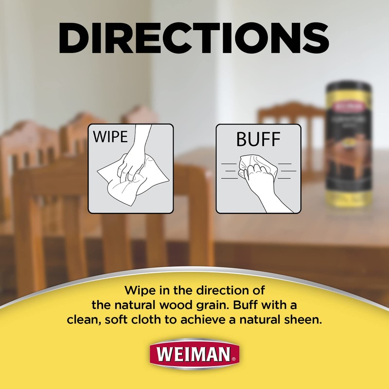 Weiman Wood Cleaner and Polish Wipes - Clean, Polish &