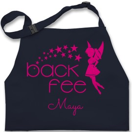 Geschenk mit Namen personalisiert by Shirtracer - Children's Apron for Boys and Girls - Baking Apron - Back Fairy Backfee, 4 Navy Blue