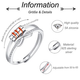 Deyanse Silver Anxiety Ring, 925 Sterling Silver Fidget Ring for Anxiety Women, Endless Stress Ring with Worry Beads, Adjustable Anti-Anxiety Ring Anxiety Relief Ring, Stress Relief Gift for Daughter