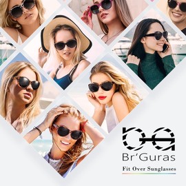 Br'Guras Polarized Oversized Fit over Sunglasses Wear over Glasses for Women Men Driving Riding (Amber leopard-black, Black)