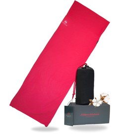 Nordkamm - cabin sleeping bag, 100% cotton or microfibre with zip, red or blue, can be zipped together for 2 people, inlet, inlay, travel sleeping bag, indoor sleeping bag, cotton liner, light, red