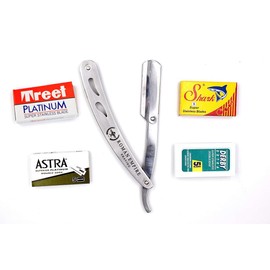 Rasoio a Mano Libera Mars di Roman Empire Shaving | Rasoio per Uomo Professionale da Barbiere per Barba, Baffi e Contorni con Set di 20 Lamette (Astra-Derby-Shark-Treet)