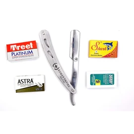 Rasoio a Mano Libera Mars di Roman Empire Shaving | Rasoio per Uomo Professionale da Barbiere per Barba, Baffi e Contorni con Set di 20 Lamette (Astra-Derby-Shark-Treet)