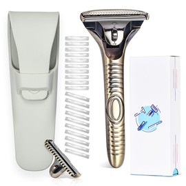 MYITKHT MYITKHT Magnetic Single Blade Razors for Men & Women,Reusable Safety Razor with 360 Rotating Track + 20 Single Edge Razor Blades + Waterproof Silicone Case - Bronze