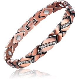 Copper Bracelet for Women Crystal Bracelets Link Chain Christmas Jewelry Leaf diamond adjustable bracelet (bronze-colored, One Size)