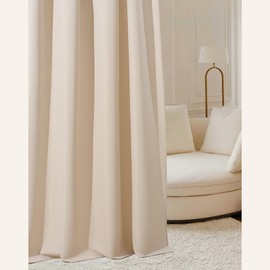 ROOM99 Aura Curtain with Ruffle Tape, 140 x 280 cm, Width x Height Blackout Sliding Curtains, Decorative Modern Curtain for Living Room, Bedroom, Cream, Pack of 1