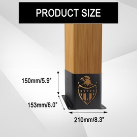 6x6 Post Base 4 Pcs (Inner Size 5.6"x5.6" ± 1) Eagle Post Brackets, Heavy Duty Black Metal Post Anchor, 6x6 Pergola Brackets Kit, Fence Post Anchor, Metal Brackets for Wood, Post Pounder, Deck Railing