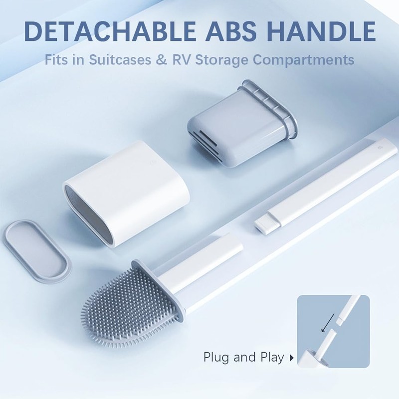 Kucucyle RV Silicone Toilet Brush with TPR Bristles & Detachable