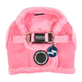 Puppia Terry Vest Dog Harness Step-in Winter Suede Warm No Choke No Pull Training Walking for Small and Medium Dog, Pink, X-Large
