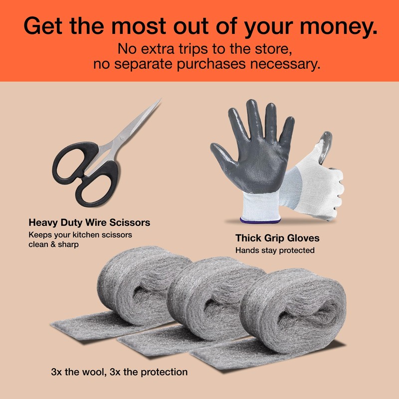 MaPorch Steel Wool Mouse Hole Filler - 3-Pack, 2.5 in