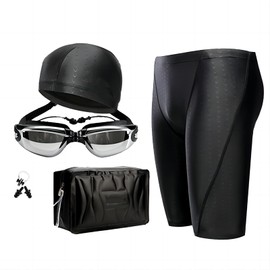 LUNA PARK 5 en 1 Traje de Baño Hombre Bañador Corto, Incluye Gafas de Natación, Bañador, Gorro de Baño, Bolsa de Almacenamiento, Tapones para Los Oídos para Playa Natación Piscina (XXL)