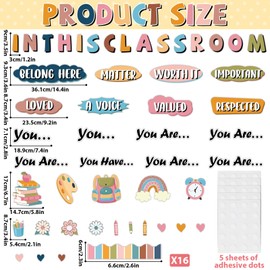 Boho Classroom Bulletin Board Decoration Set Back to School Motivational Bulletin Board Rainbow Affirmative Positive Class Wall Decor Positive Inspire Paper Cutout for Elementary Preschool