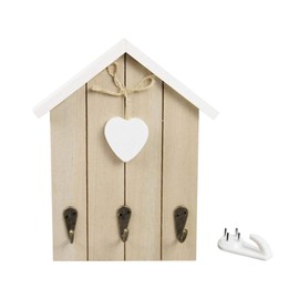 Nwvuop Wall Mounted Wooden Key Holder with Hook Cute Key Hanger for Wall House-Shaped Key Cabinet Key Rack for Wall Key Box for Home