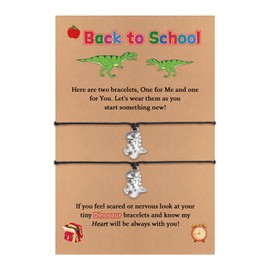 GBTBYS Back to School Gifts 2 Pcs Cute Dinosaur Bracelet Mommy and Me First Day of School Matching Wish Bracelets Set for Mother Daughter Son Women Teen Girls Boys Jewelry Gift